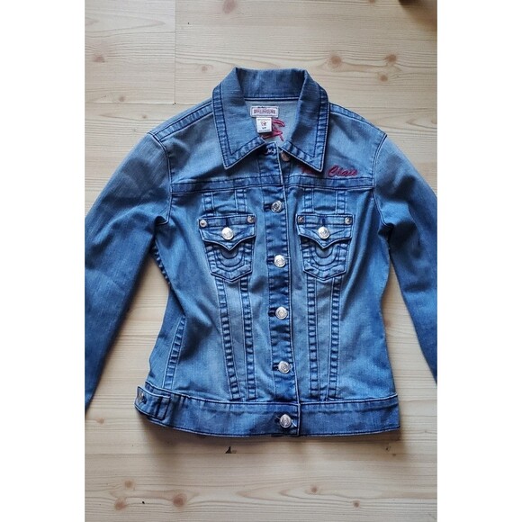 True Religion Jimmy Blue Denim Jean Trucker Jacket Womens Size Small - Picture 3 of 12